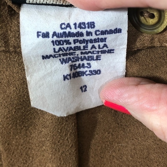 CLICK - SIZE 12 - VINTAGE FAUX SUEDE PANTS - PLEATED FRONT - TAN - B17 - Picture 8 of 9